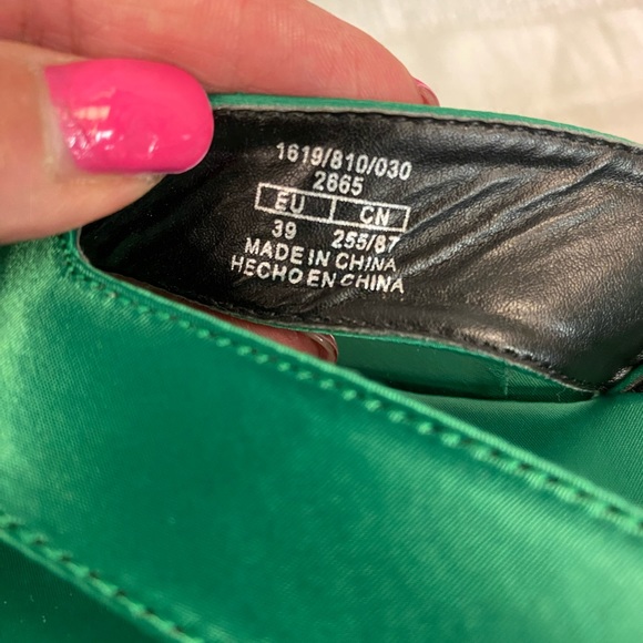 Zara Satin Effect Green Chunky ankle wrap thong sandals. STUNNING 💚 Size 8 - Picture 14 of 15